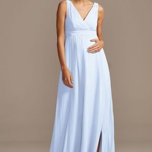 David's Bridal Ice Blue maternity bridesmaid dress